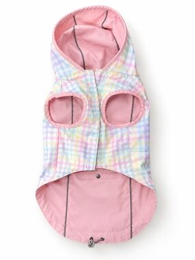 Novogratz Reversible Dog Raincoat Jacket Pastel Plaid Pink Medium M